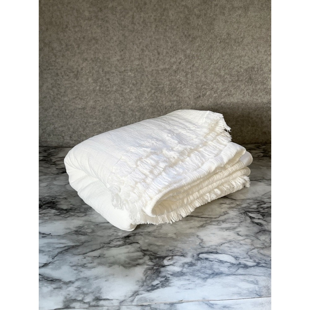 Piscatextil NWT Portugal 100% Cotton Throw Blanket Gauze Cottage White 50" X 70"